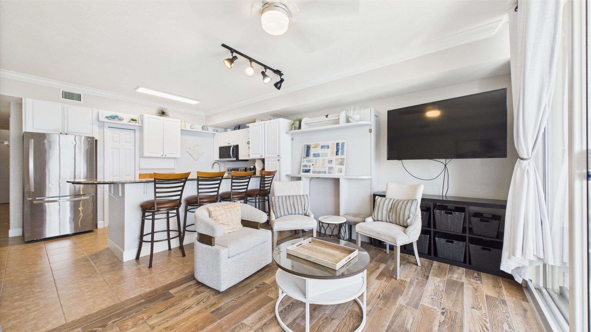 Ample seating around living area