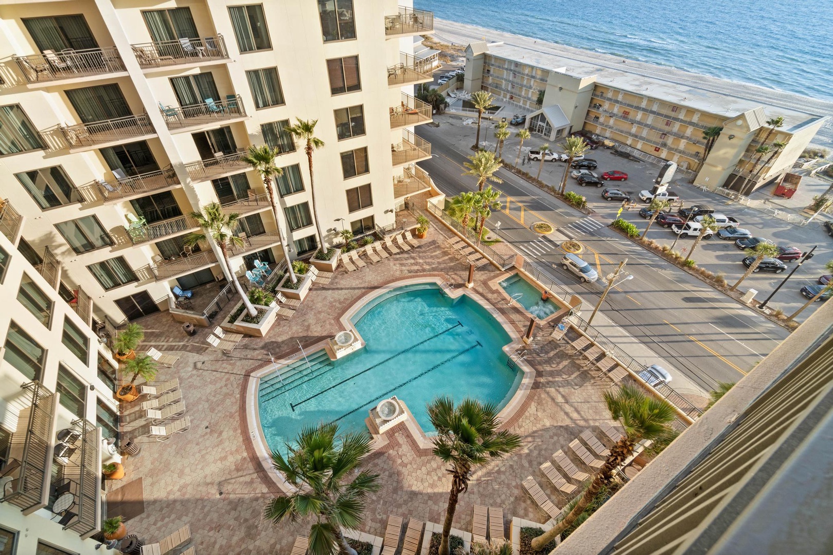 View of the pool from the balcony