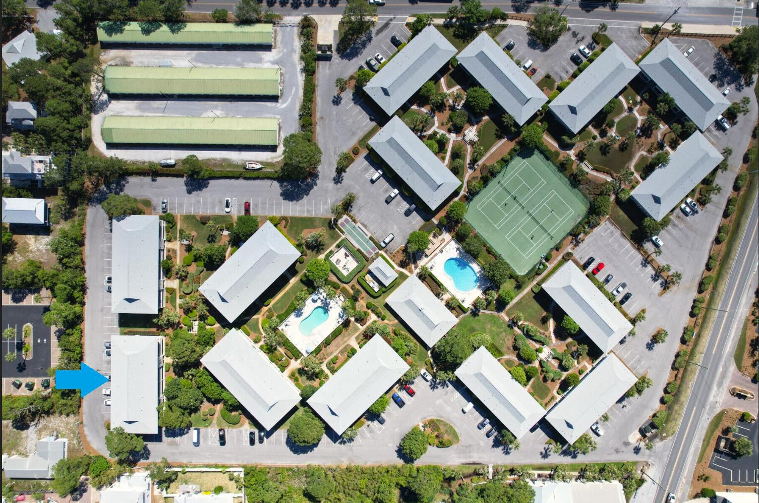 Aerial of Beachwood Villas community
