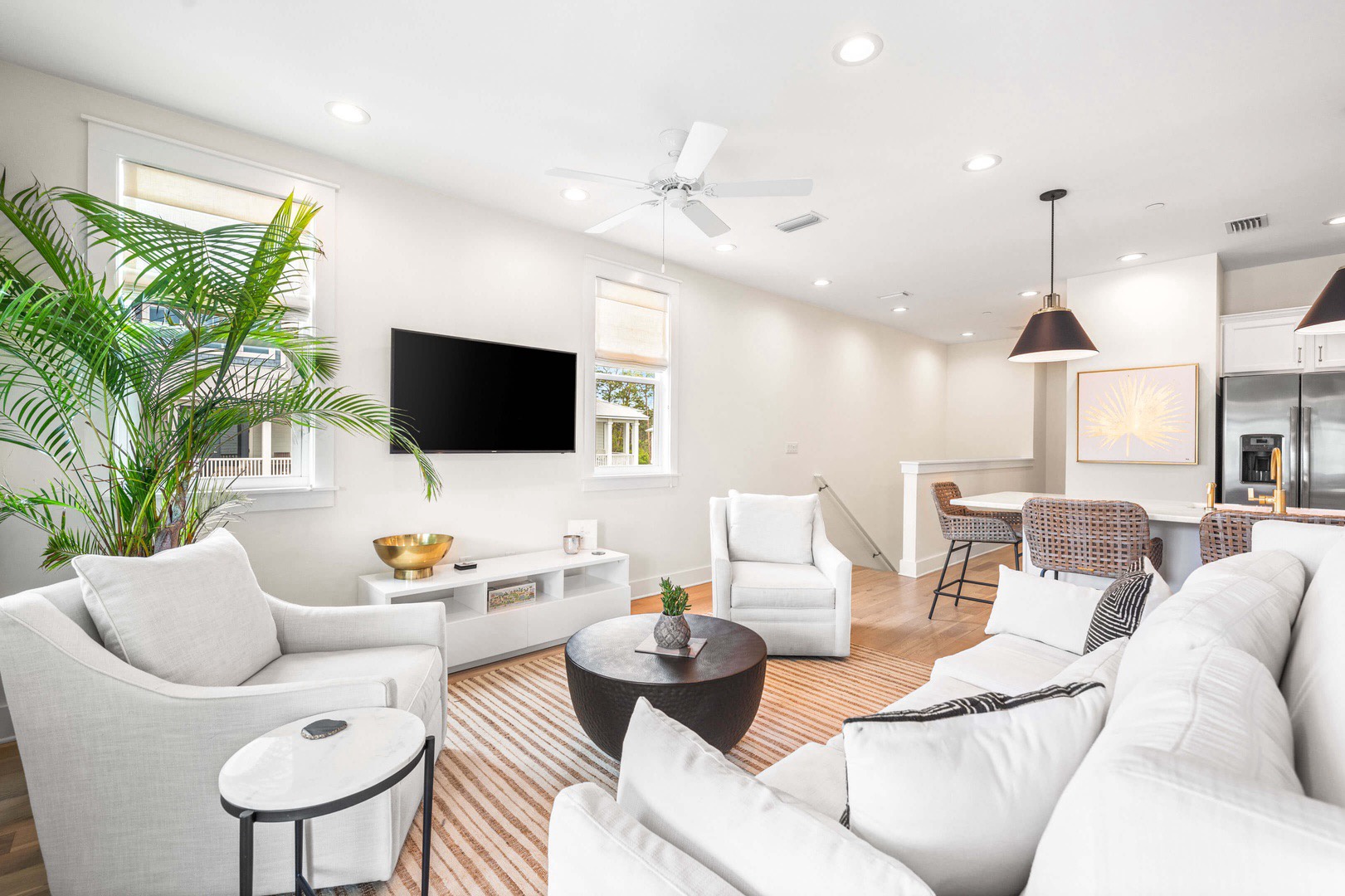 Living room with comfortable seating and smart TV