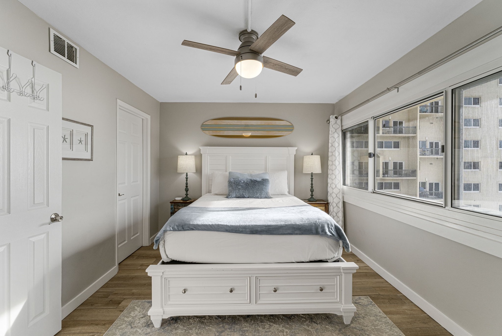 Lower level bedroom with queen bed