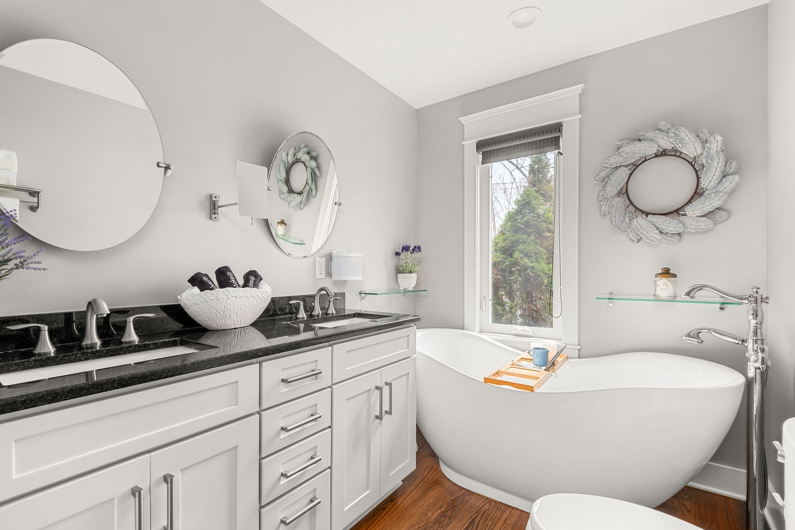 Primary Bathroom with glass shower and soaking tub