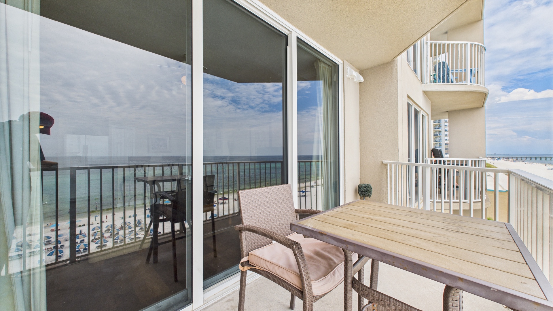 Spacious balcony with gulf views
