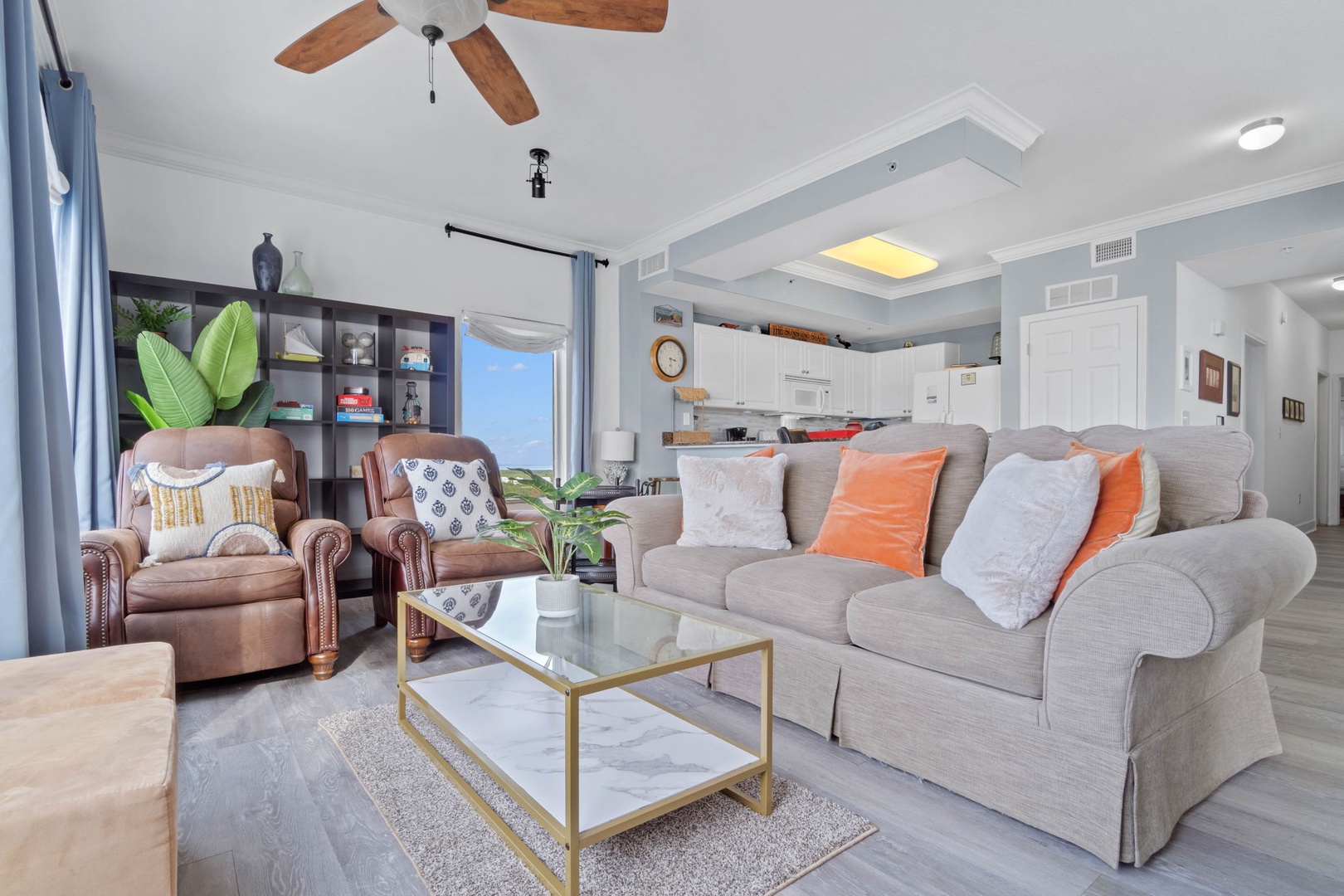 Living area with a sleeper sofa