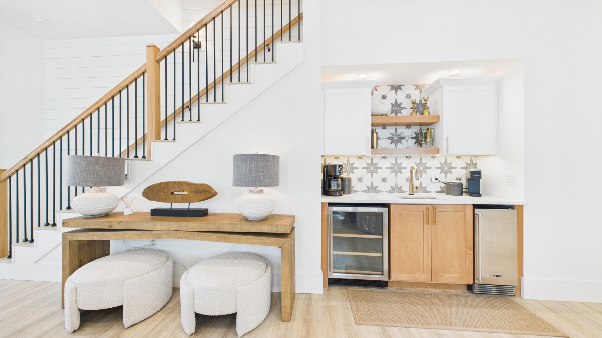 Mini bar space under staircase