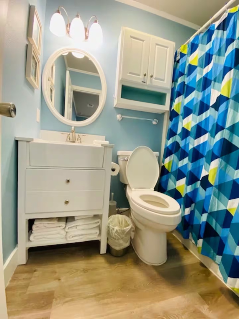 Master bathroom with shower and tub combo