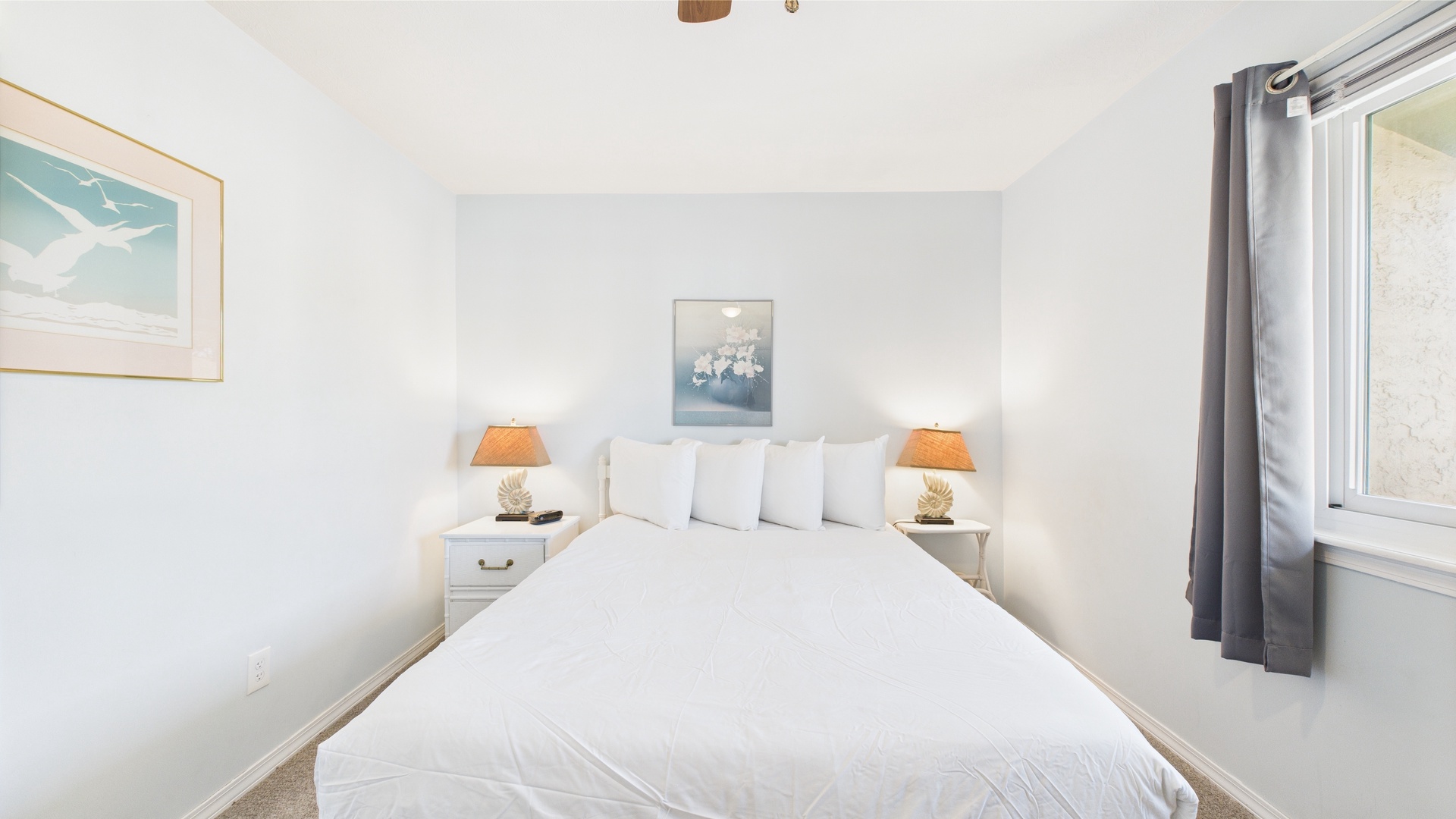 Guest bedroom with queen bed and TV
