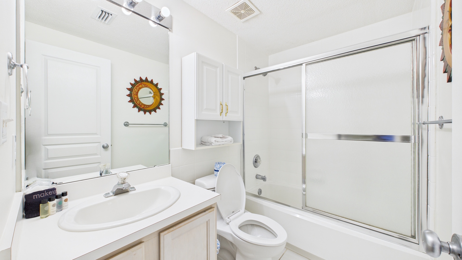 Full bathroom with shower and tub combo
