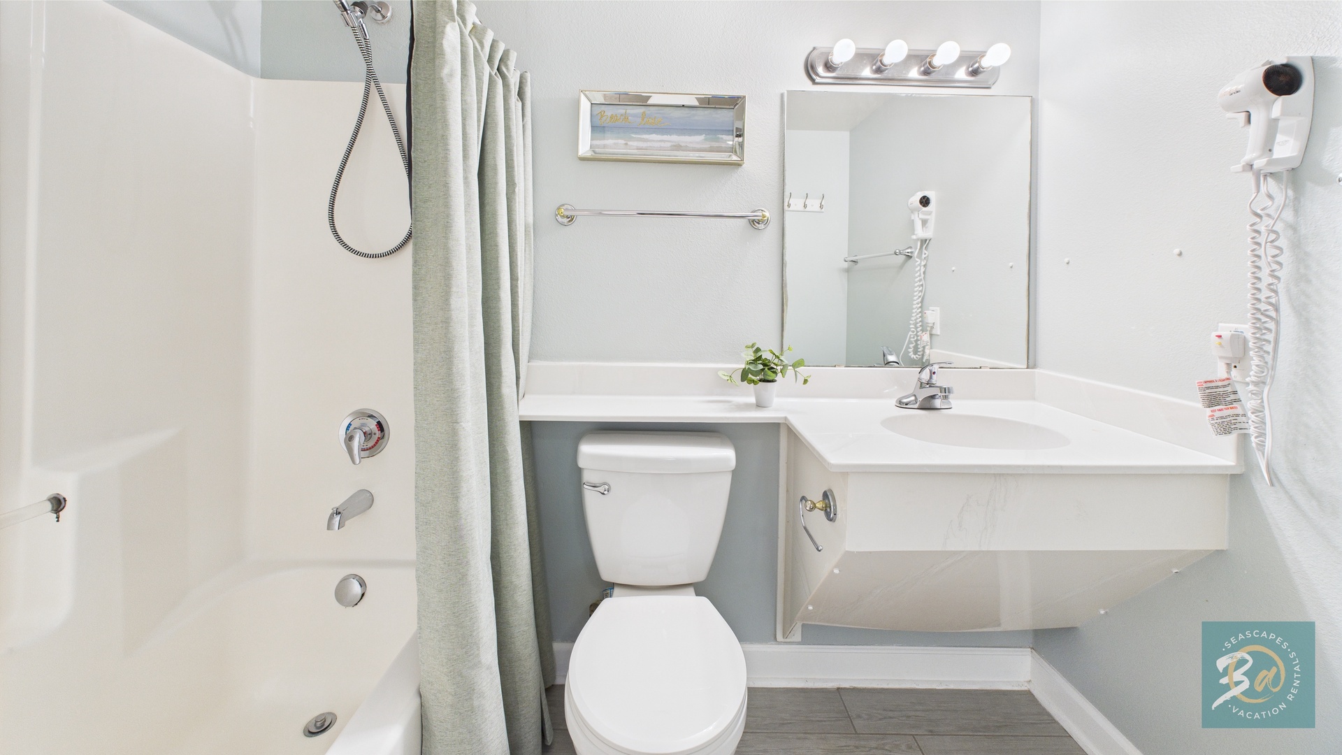 Full bathroom with shower and tub combo