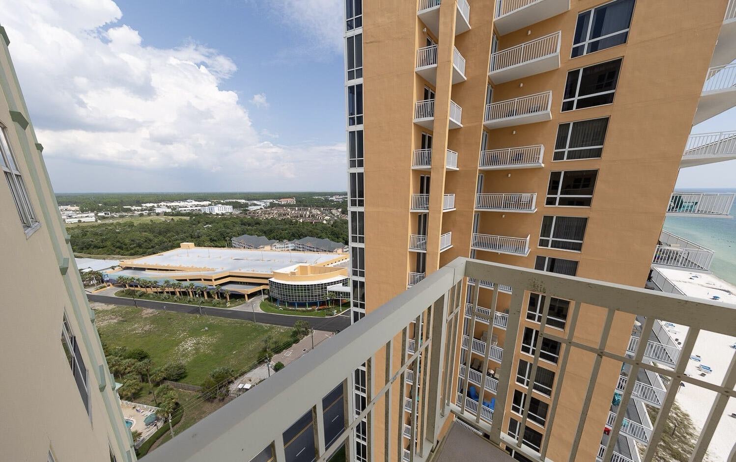 Wraparound balcony with seating and scenic views