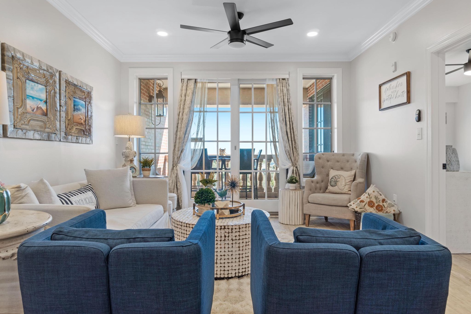Living room with queen sleeper sofa