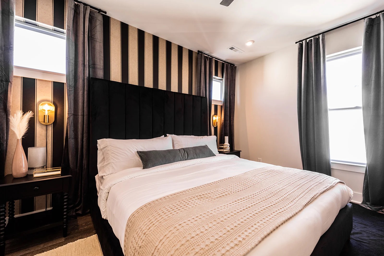 Master bedroom with king bed and ensuite bathroom