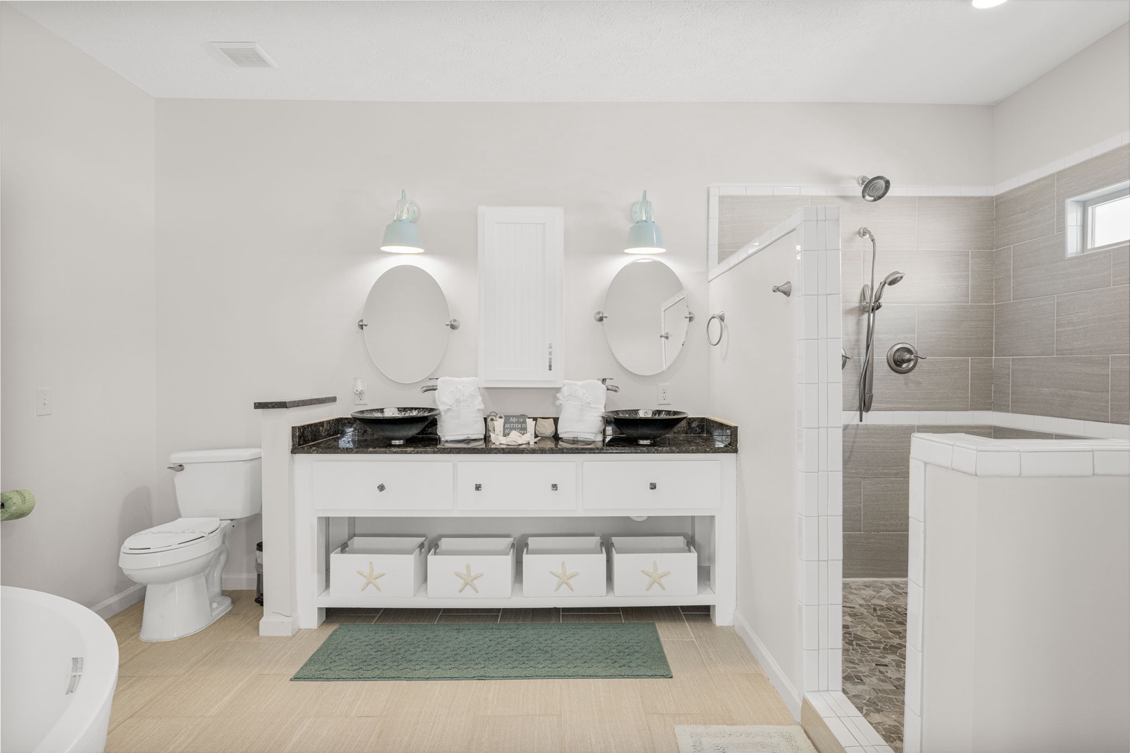 Master bathroom double vanity