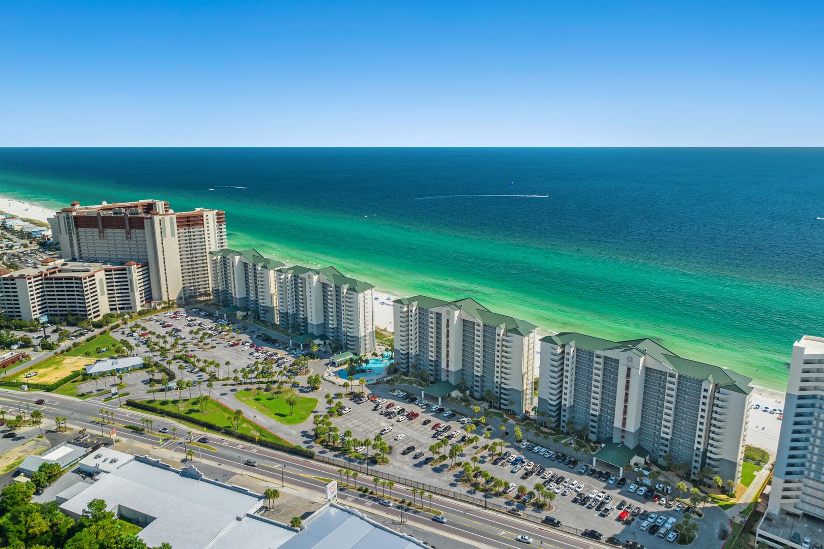 Aerial view of long beach towers 1-4