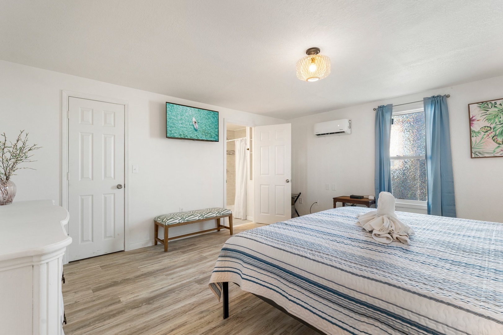 Master bedroom with king sized bed