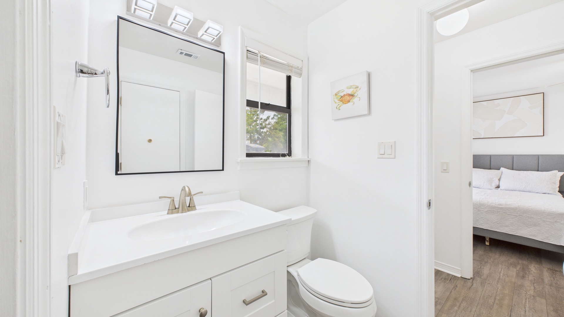 Jack and Jill bathroom with shower and tub combo