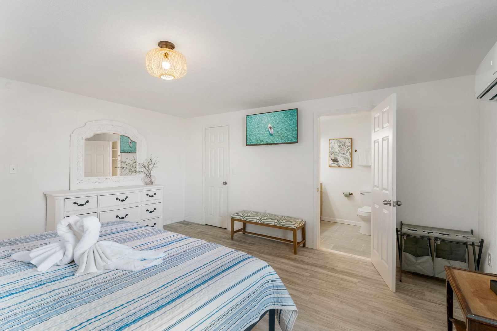 Master bedroom with king sized bed