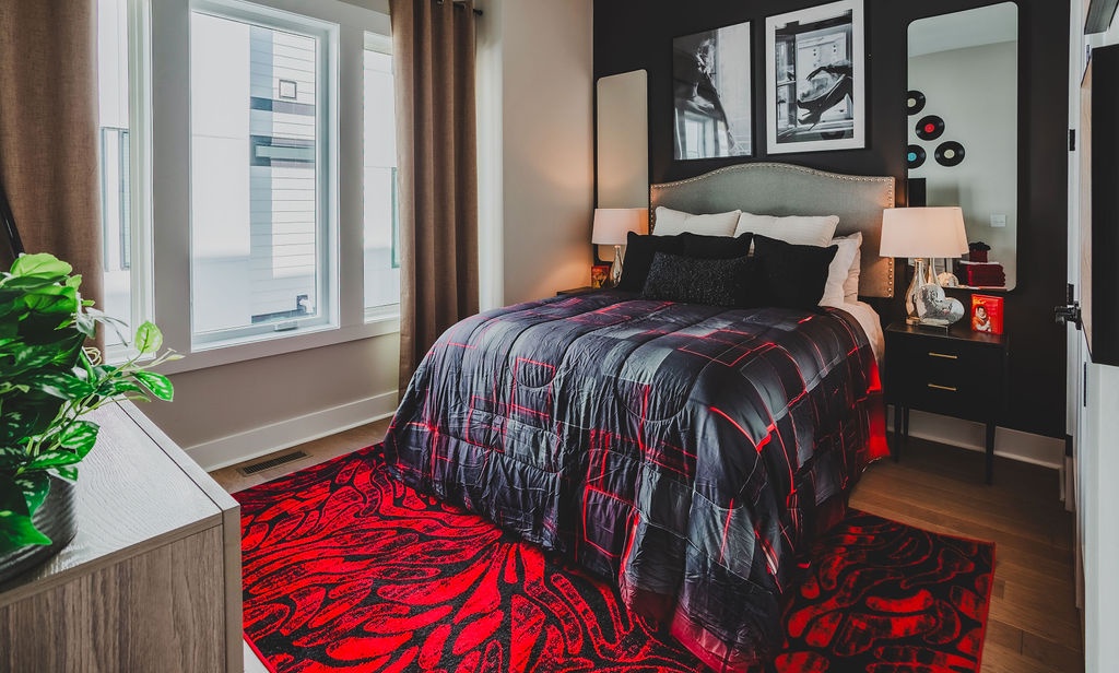 Second bedroom with queen bed and TV