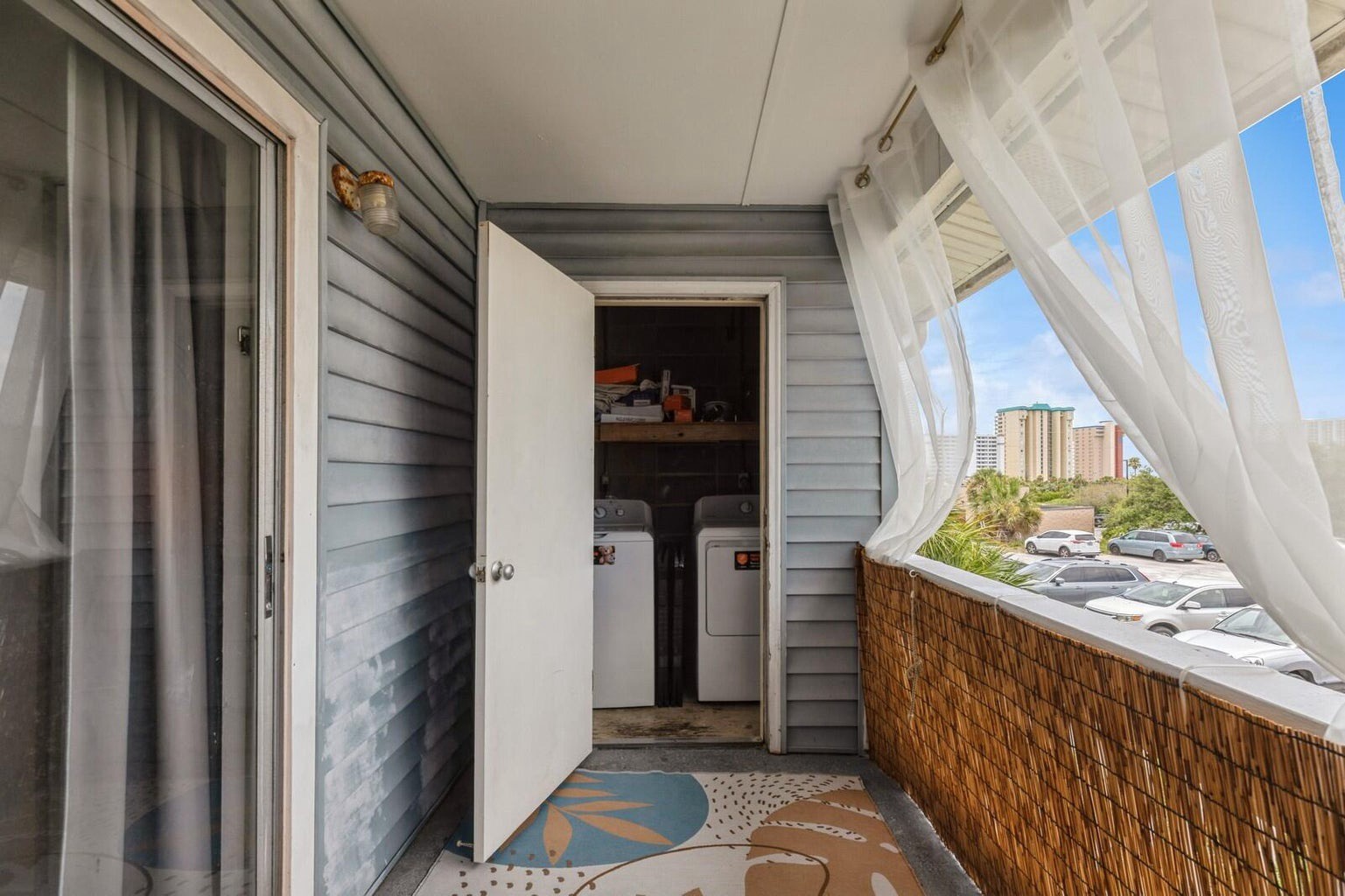 Laundry room with washer and dryer machines