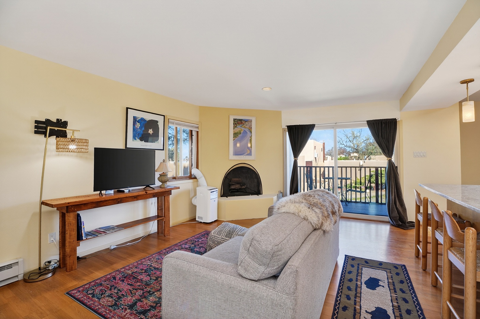 Living area with sliding patio doors