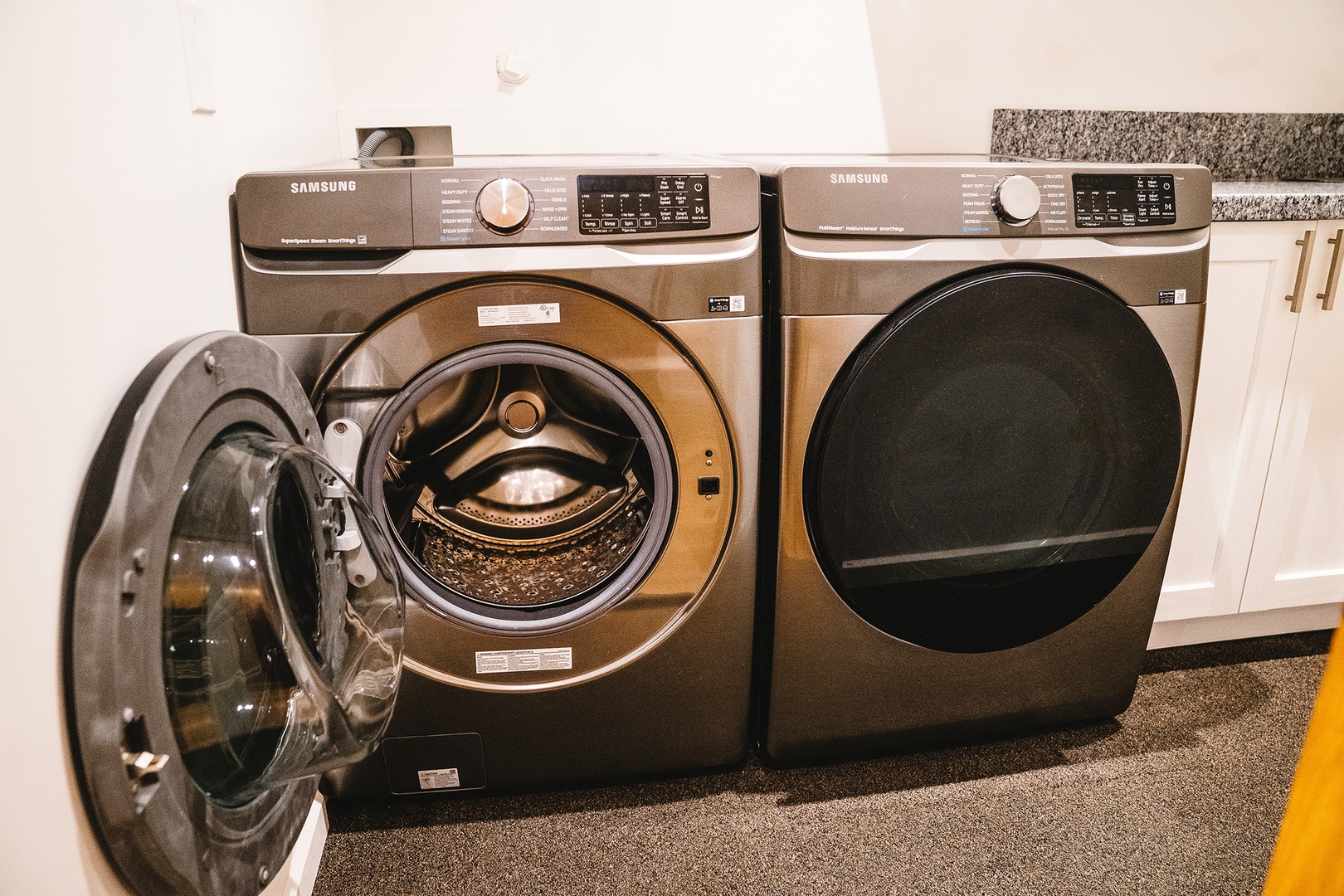 Washer dryer and folding area