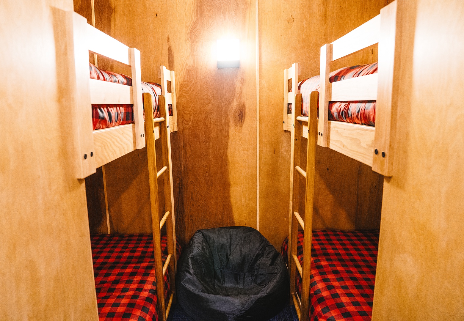 Bunk room sleeps 4 in twins with personal light