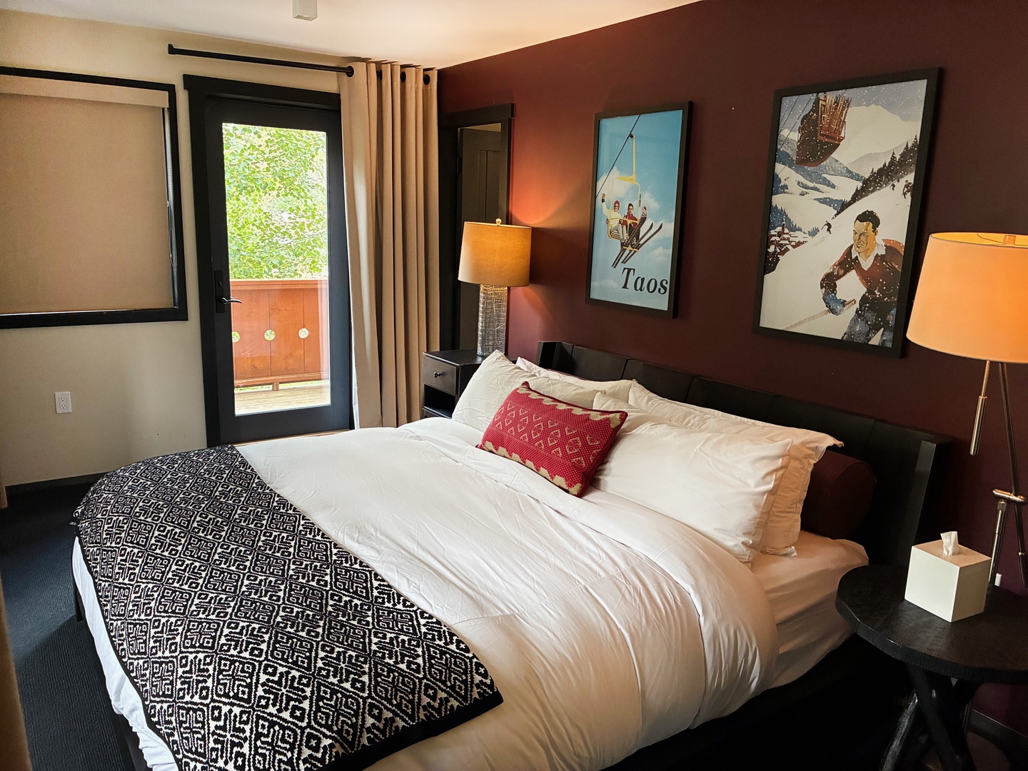 Sink into soft linens and enjoy warm bedside lighting as you unwind in your private retreat. Step out to your balcony for fresh air and peaceful moments.