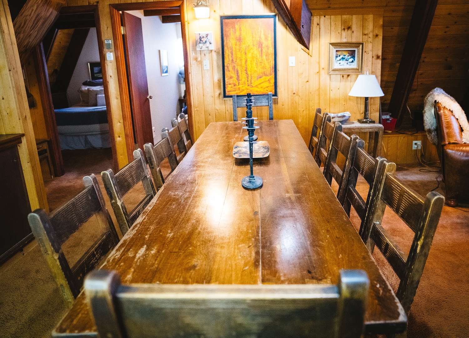 Beautiful original wood dining table and chairs