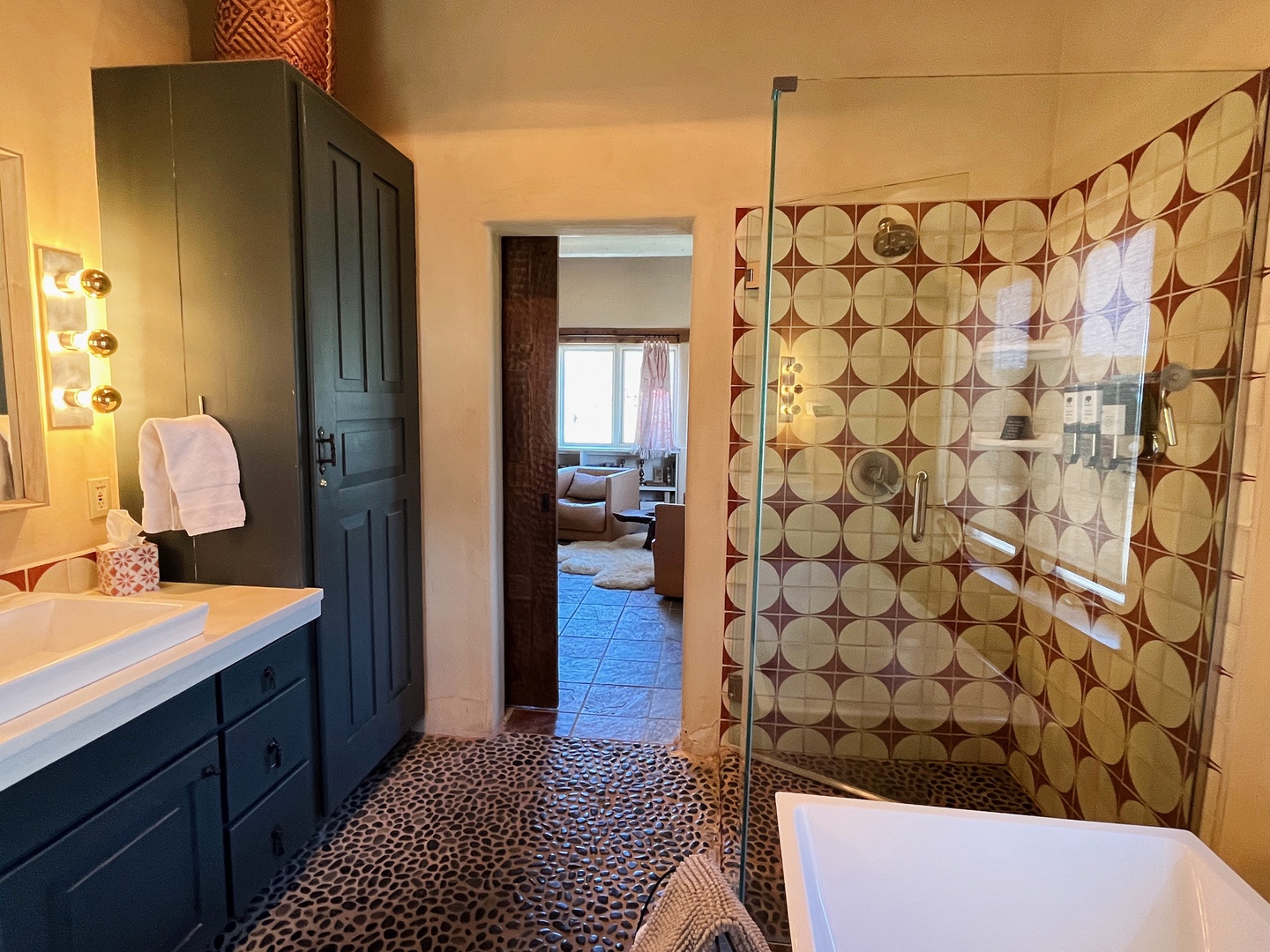 Stunning mix of modern and traditional in this spacious private ensuite bathroom
