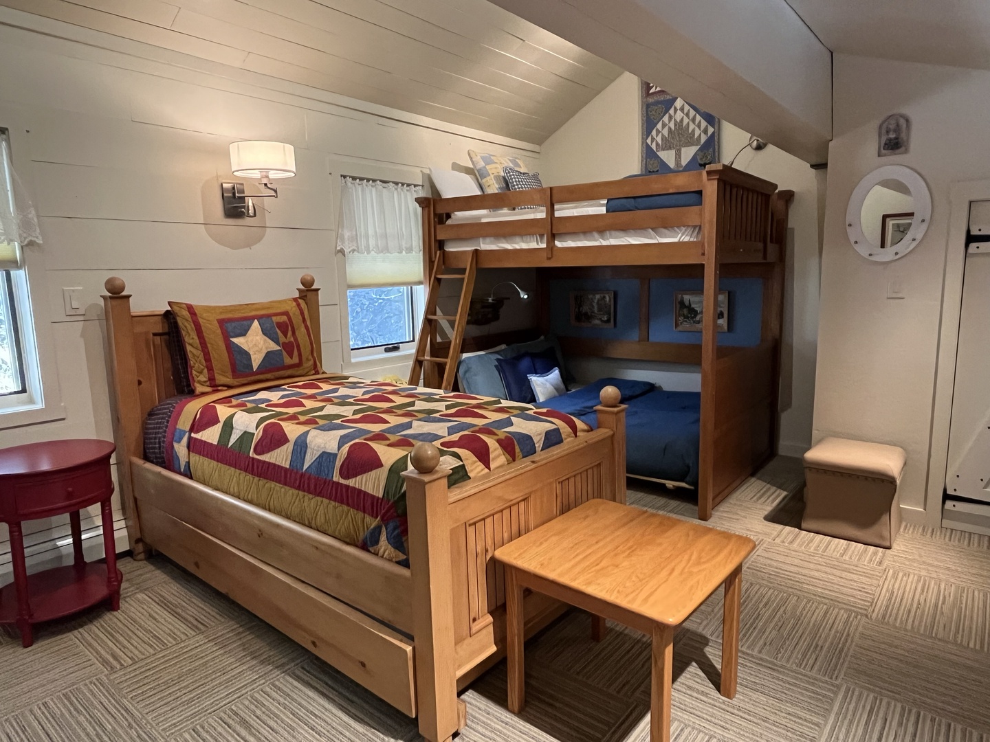 Loft twin with trundle and full over full bunk