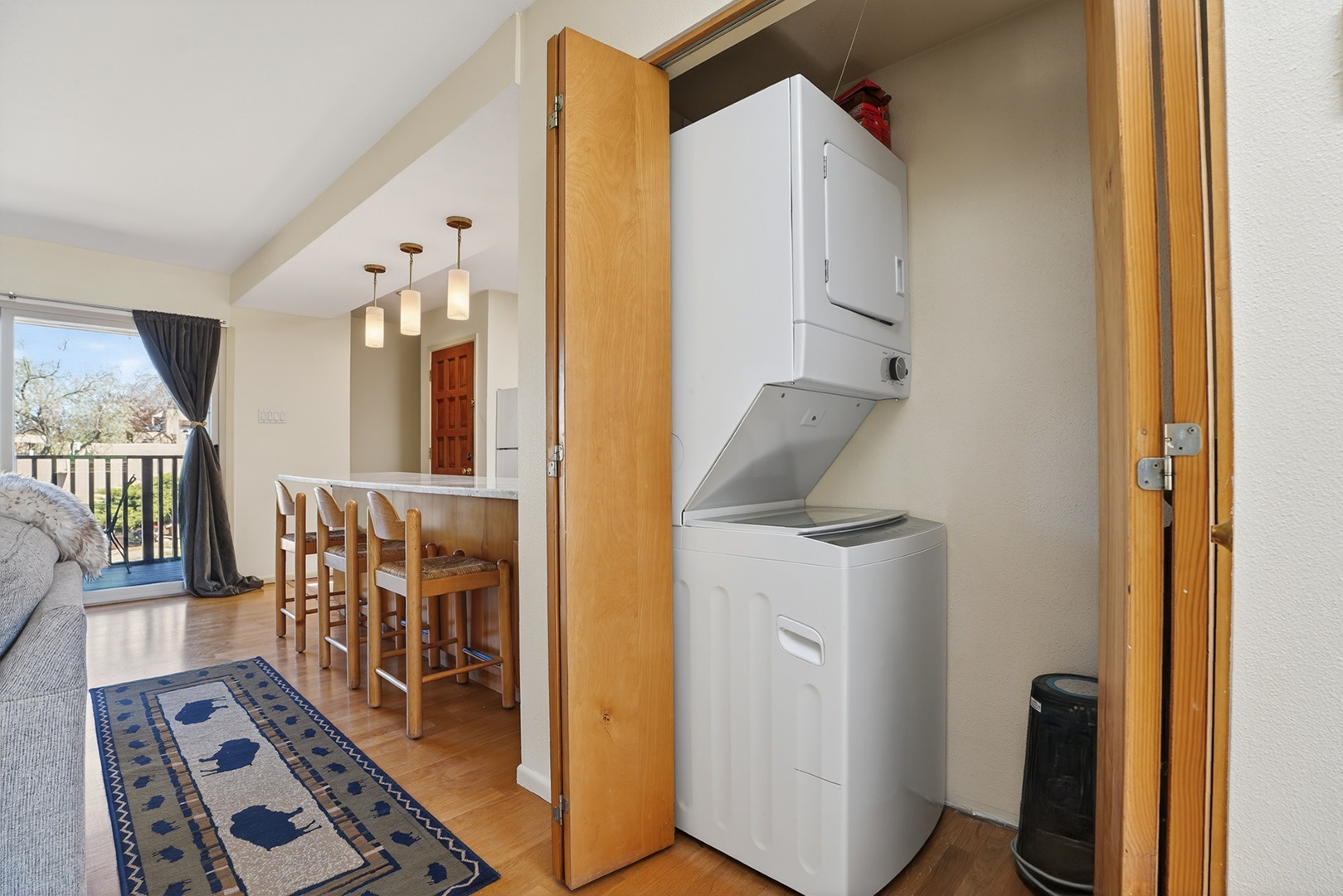 Stackable washer dryer in unit