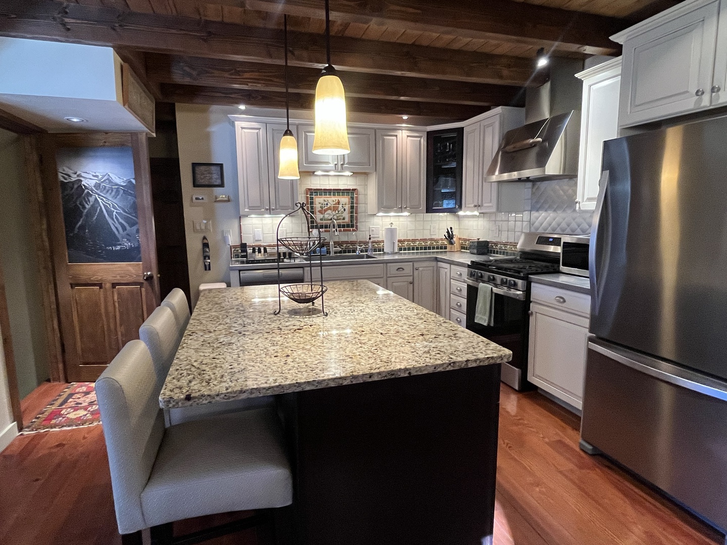 Kitchen appliances and island