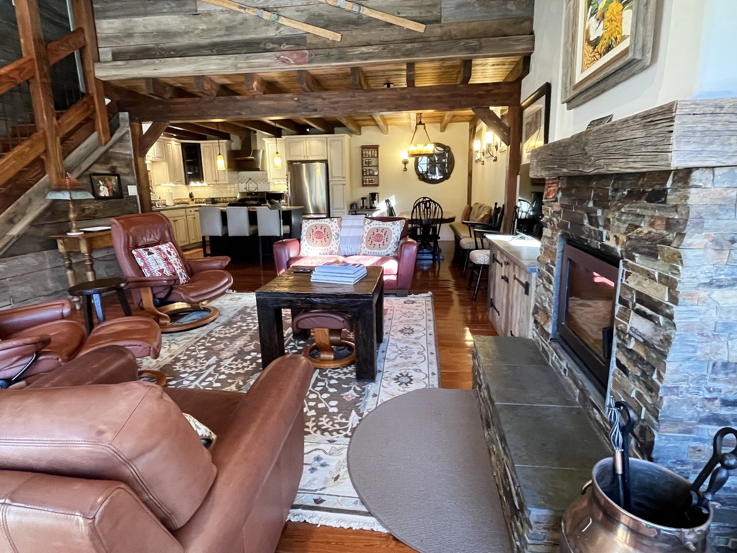 Living area with fireplace