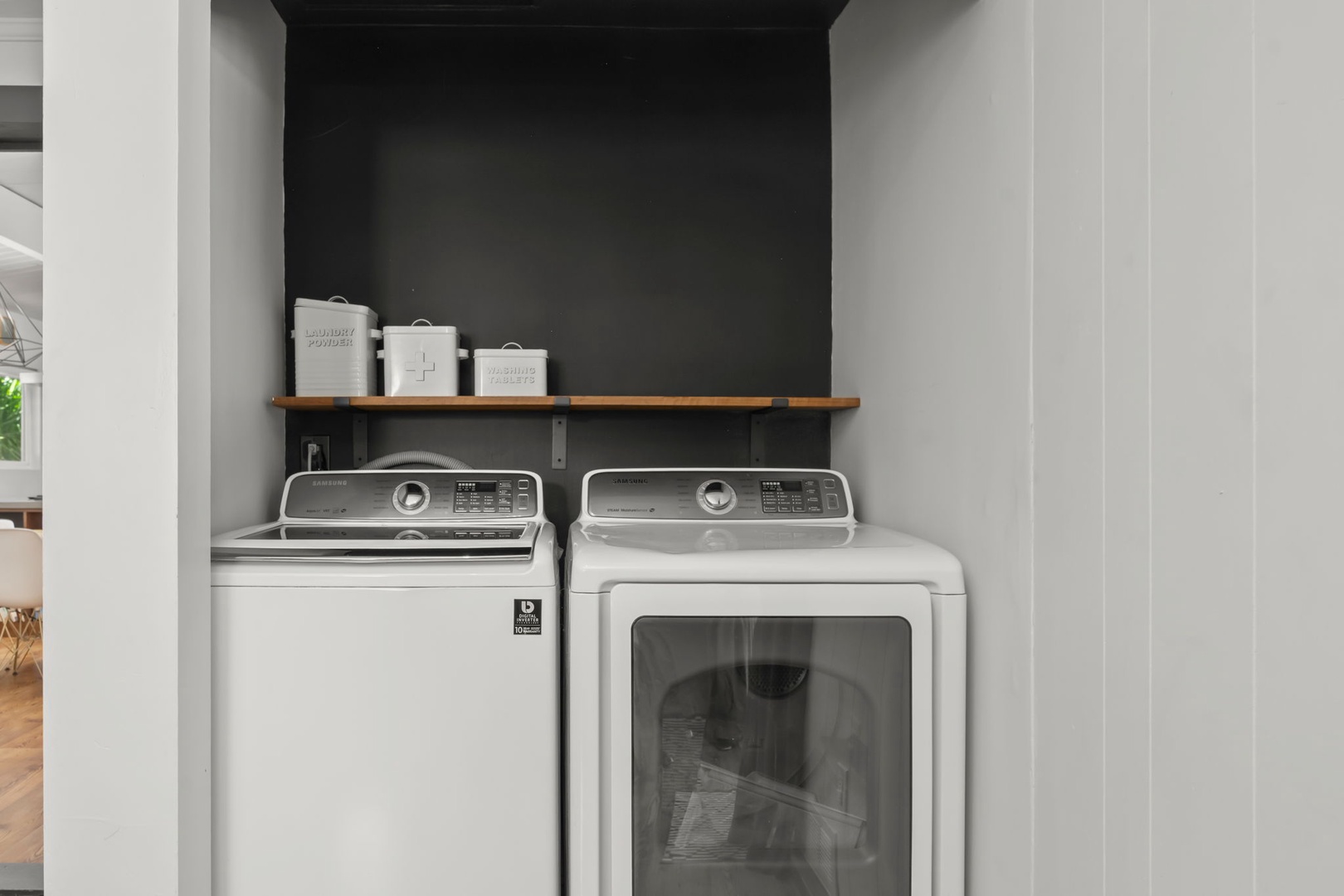 Refresh effortlessly with your own in-unit laundry. Complimentary detergent available.
