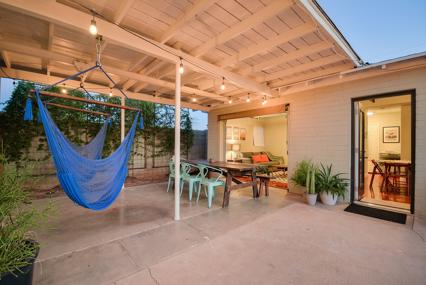 Unwind Arizona-style by opening the glass door and enjoying fresh air and cool vibes under the lights.