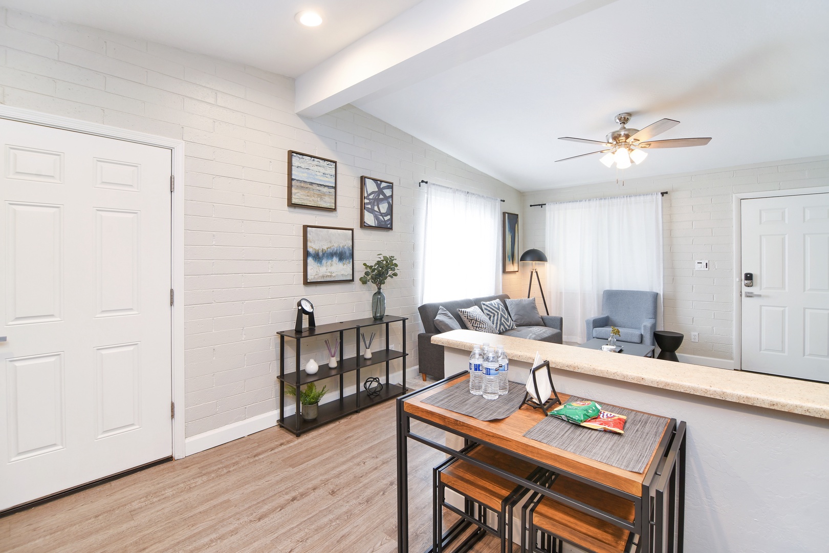 Unit 2 dining area in the open floor plan.