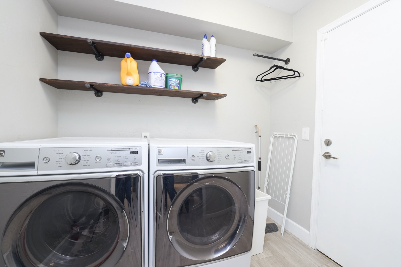 Washer and Dryer are available. Complimentary detergent.