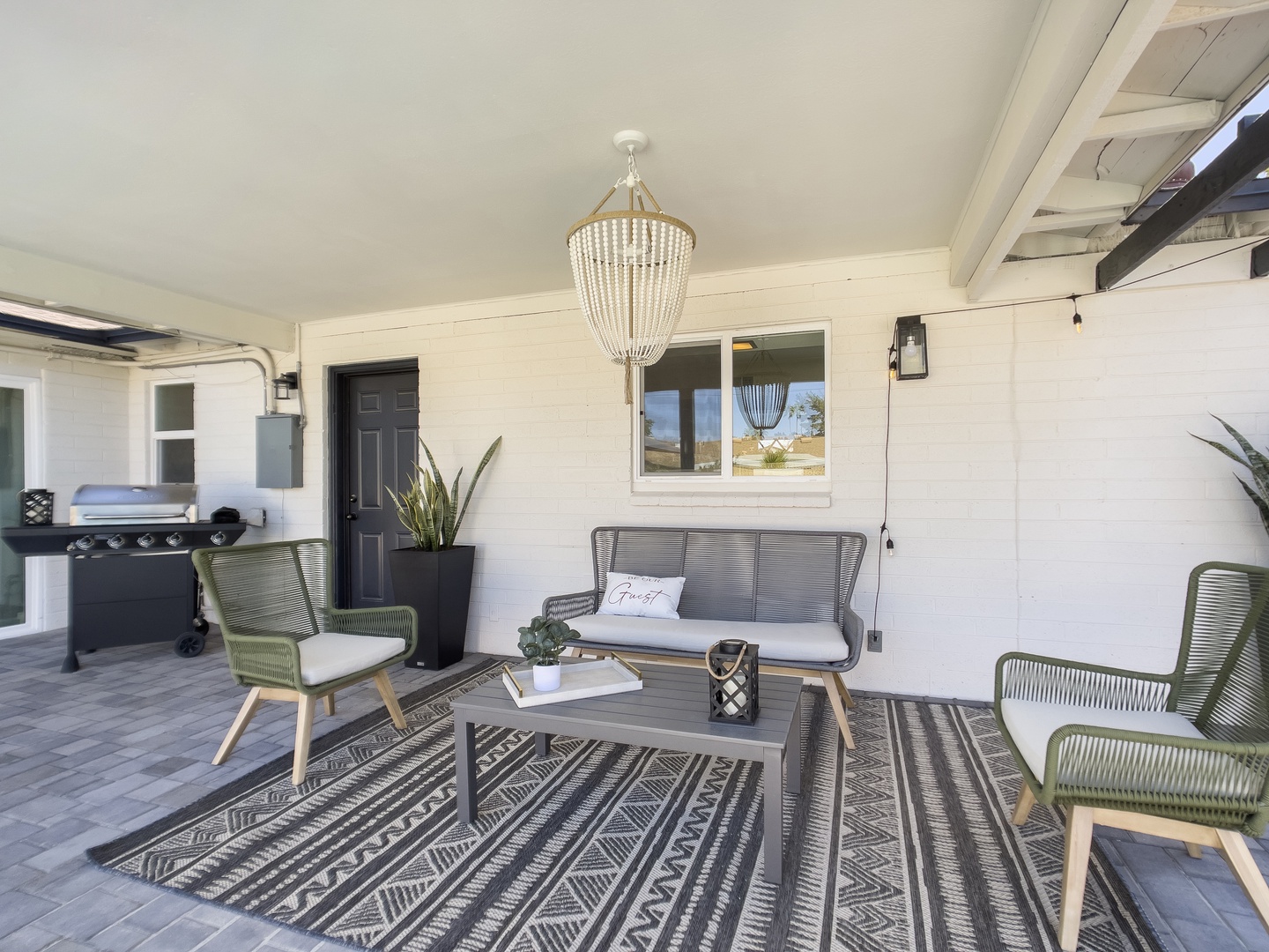 Outdoor covered lounge area