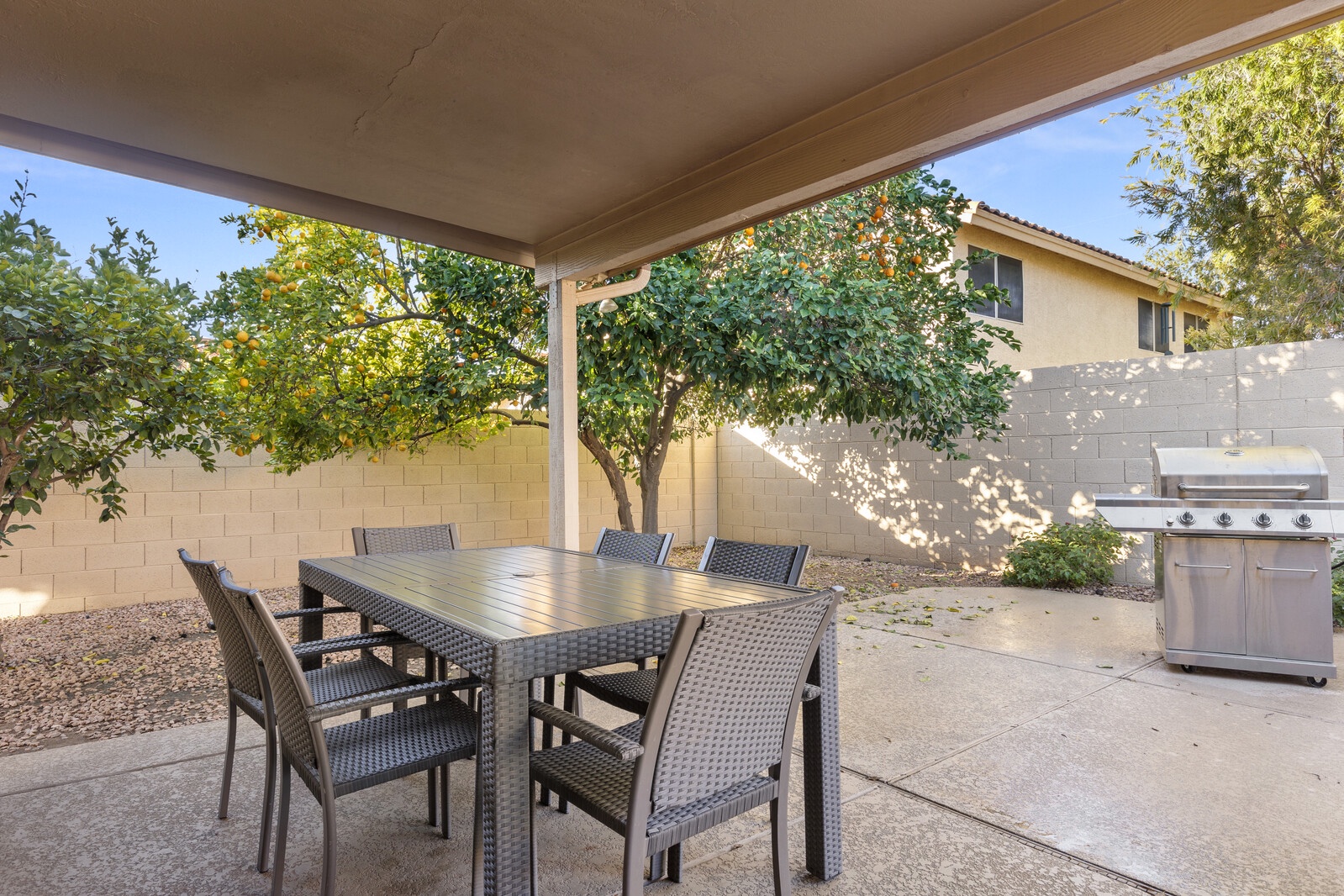 Covered patio table and chairs