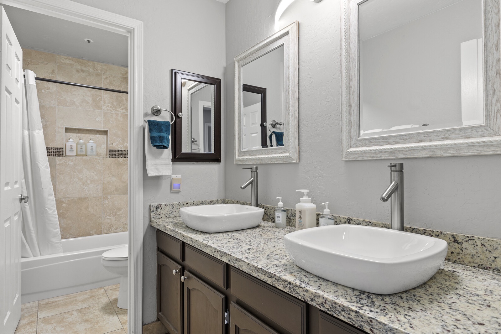 Guest Bathroom with dual vanities