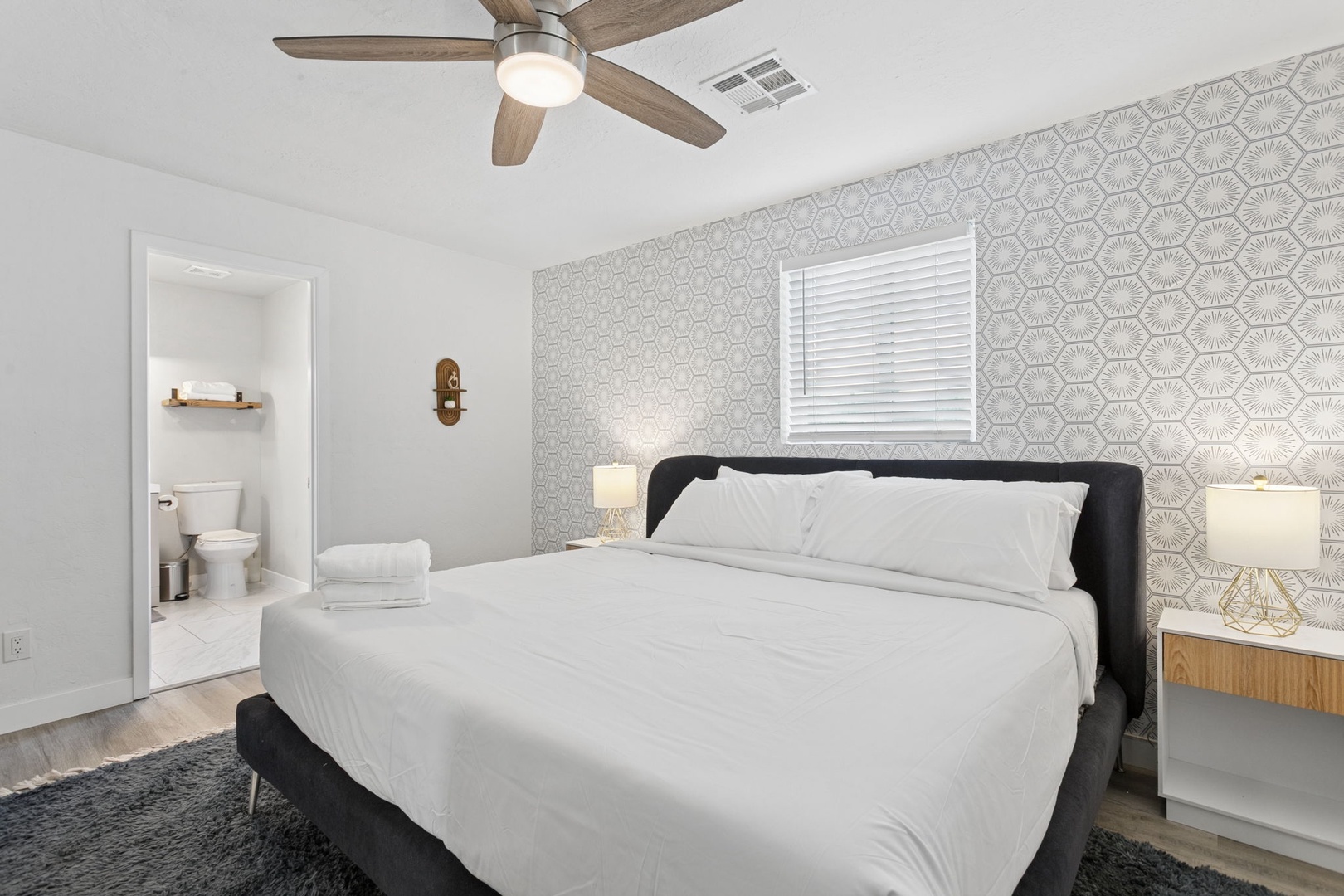 Primary Bedroom: One King Bed