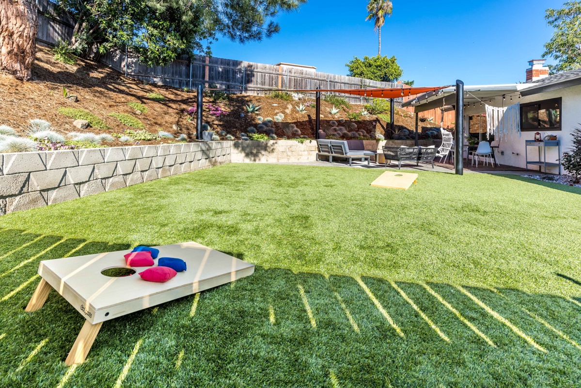 Large yard with yard games