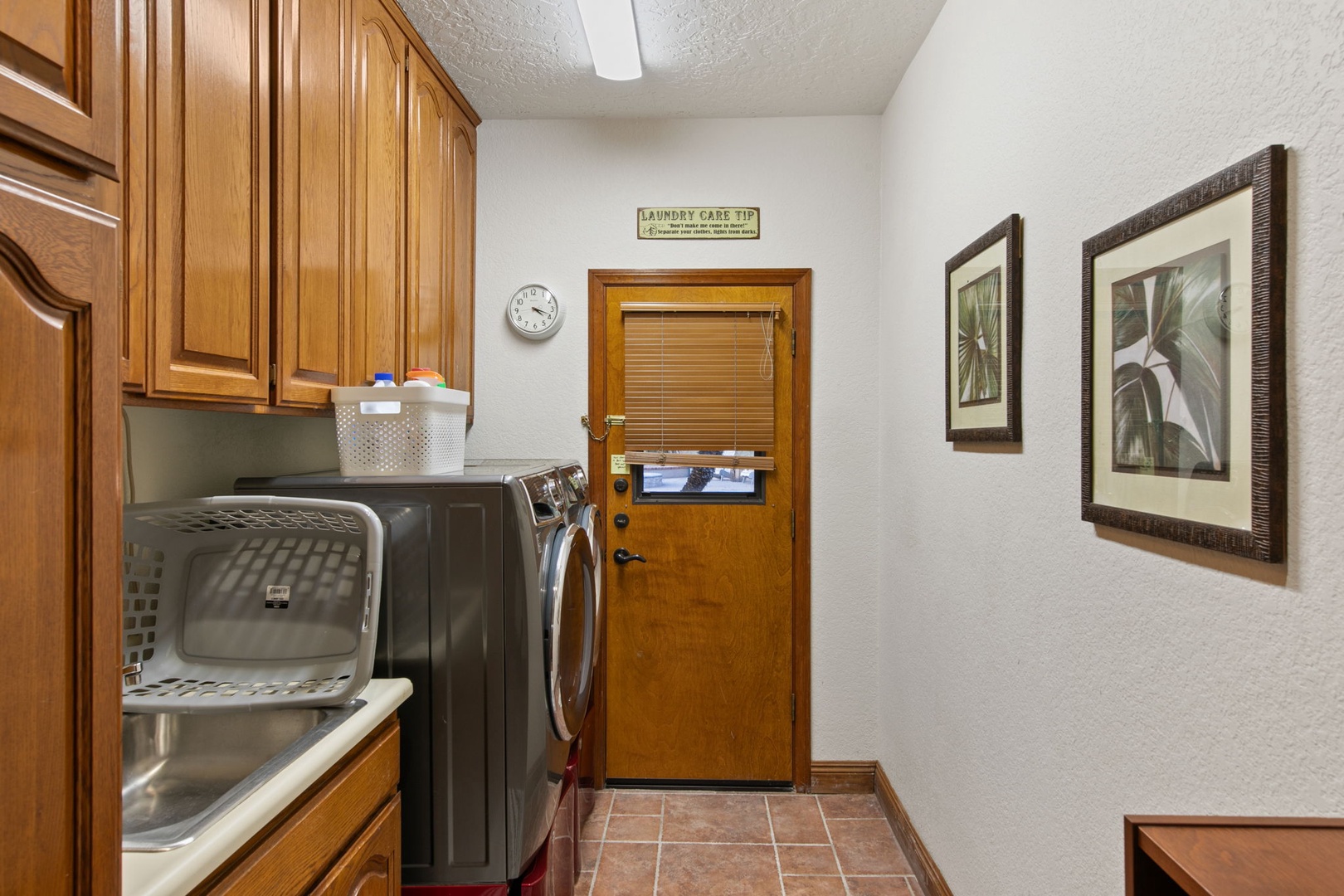 Your dedicated laundry room keeps travel light with full-size washer, dryer, and ample cabinet storage for all your needs.