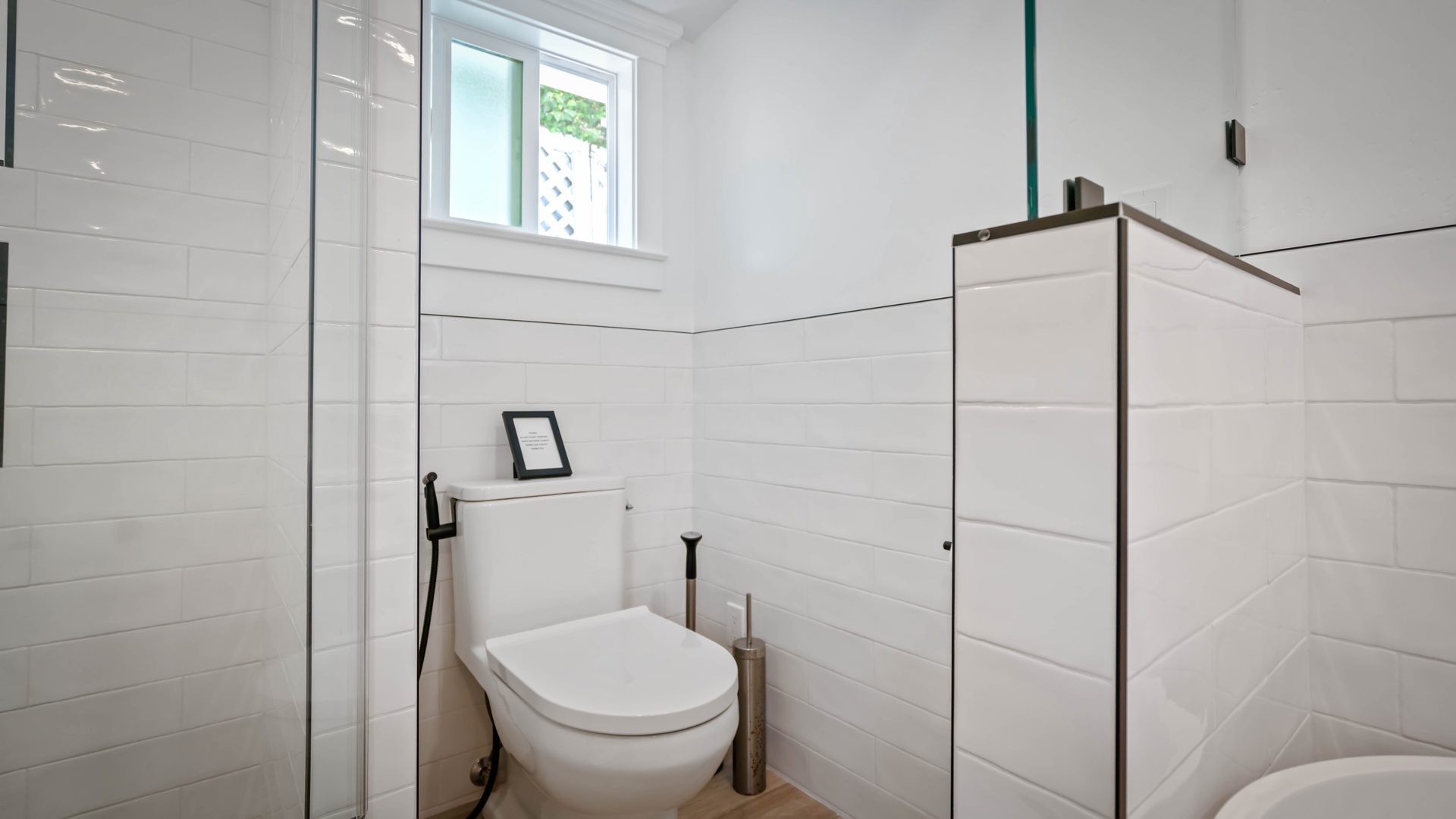 Primary ensuite bathroom with walk in shower, soaking tub and dual vanities