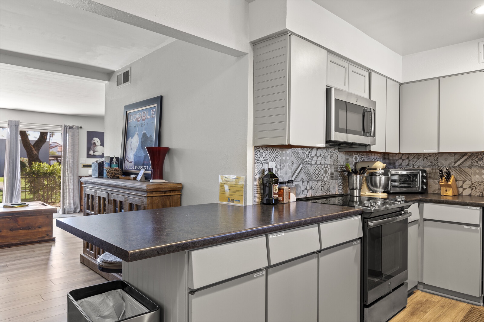 Kitchen with access to the back door