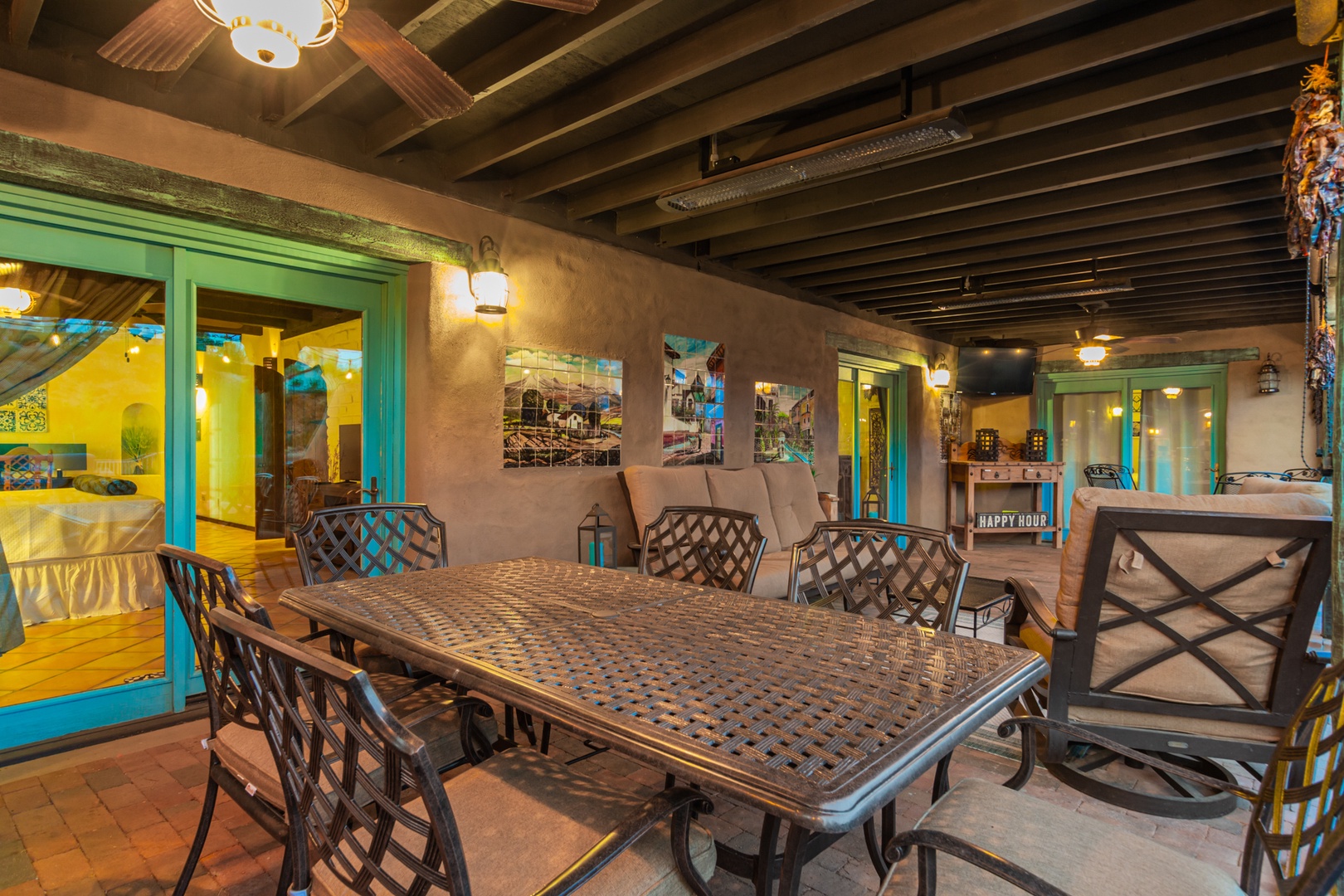 Covered patio with dining table