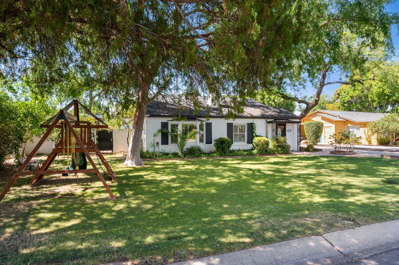 Front of home and Playset