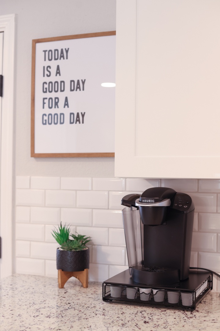 Coffee Station with a K-Cup coffee maker