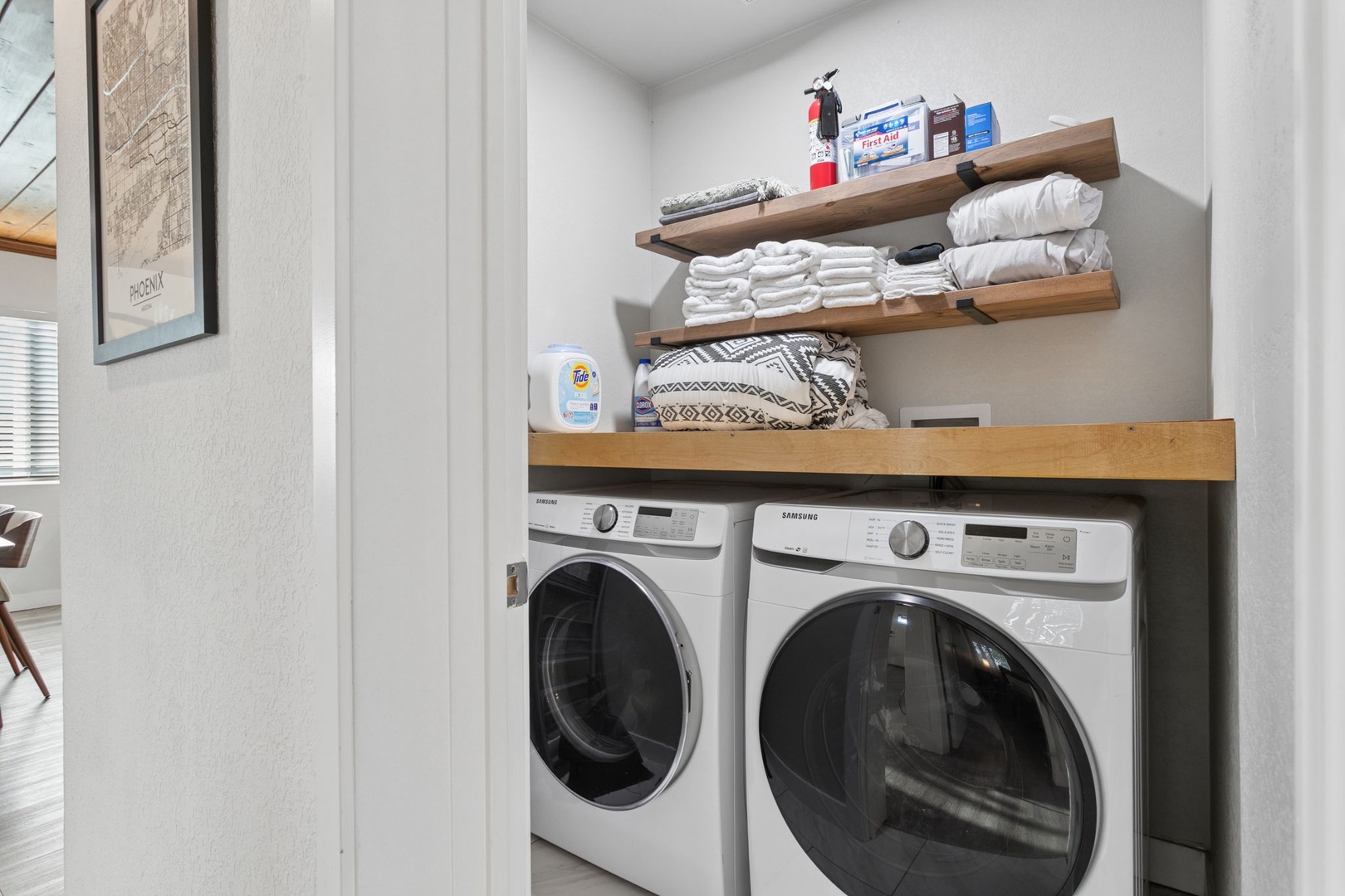 Your own laundry room with full-size washer and dryer keeps your vacation wardrobe fresh and ready for every adventure.