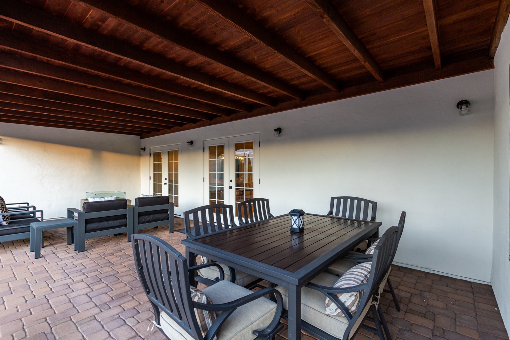 Outdoor covered patio dining table